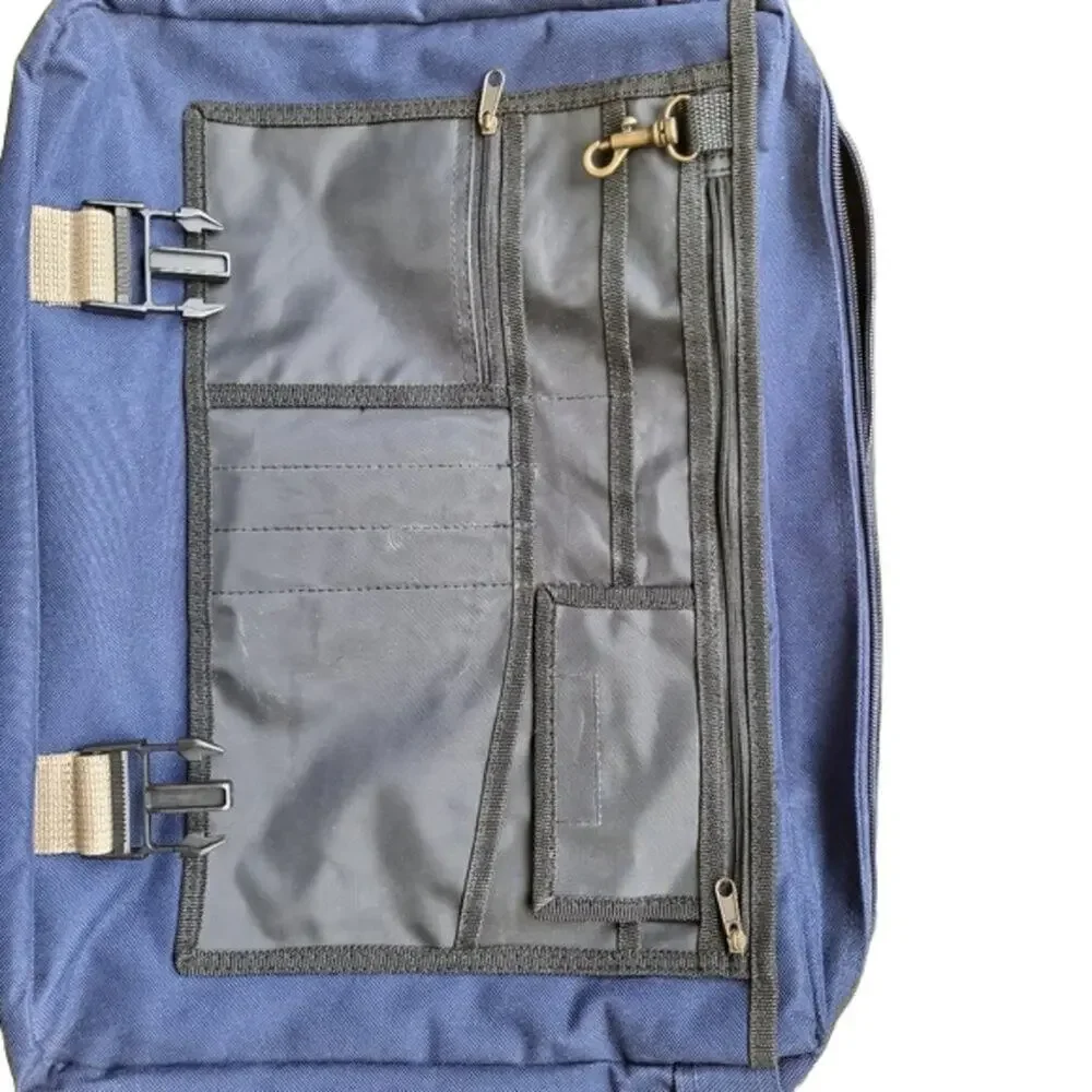 LEED'S Large Blue Multi-Compartment Laptop Bag w/ Secure Clasp Closure - OS